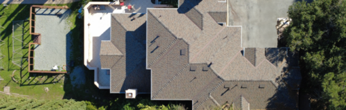 Aerial view of a roof installed by Infinium